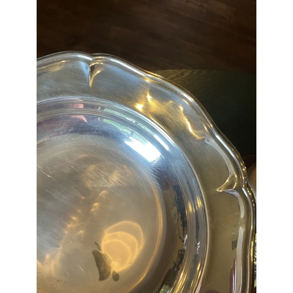 Vintage Sheridan Silver Plated‎ Scalloped Rim Round 12